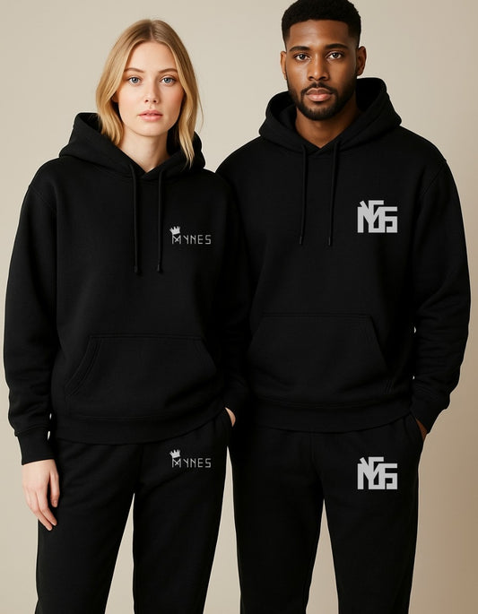 Black color hoodie with Mynes logo