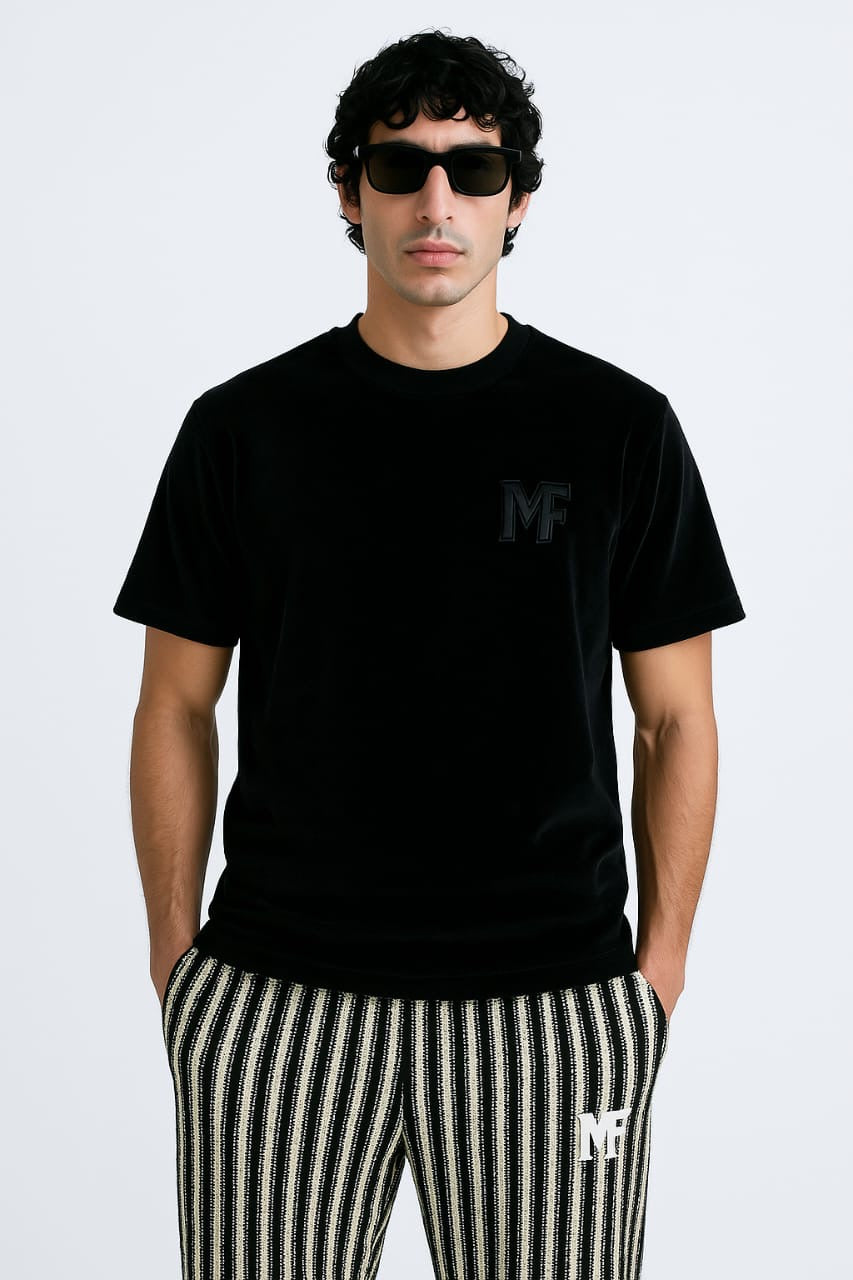 Casual velvet embroidered MynS Tee-Shirt for men